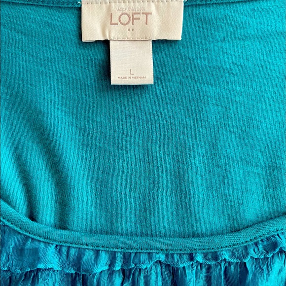 LOFT Women’s Turquoise Ruffle Tank - Large - Picture 4 of 5
